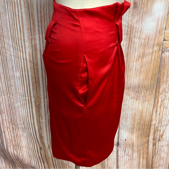 Express High Waist Red Satin Pencil Skirt - Picture 5 of 7
